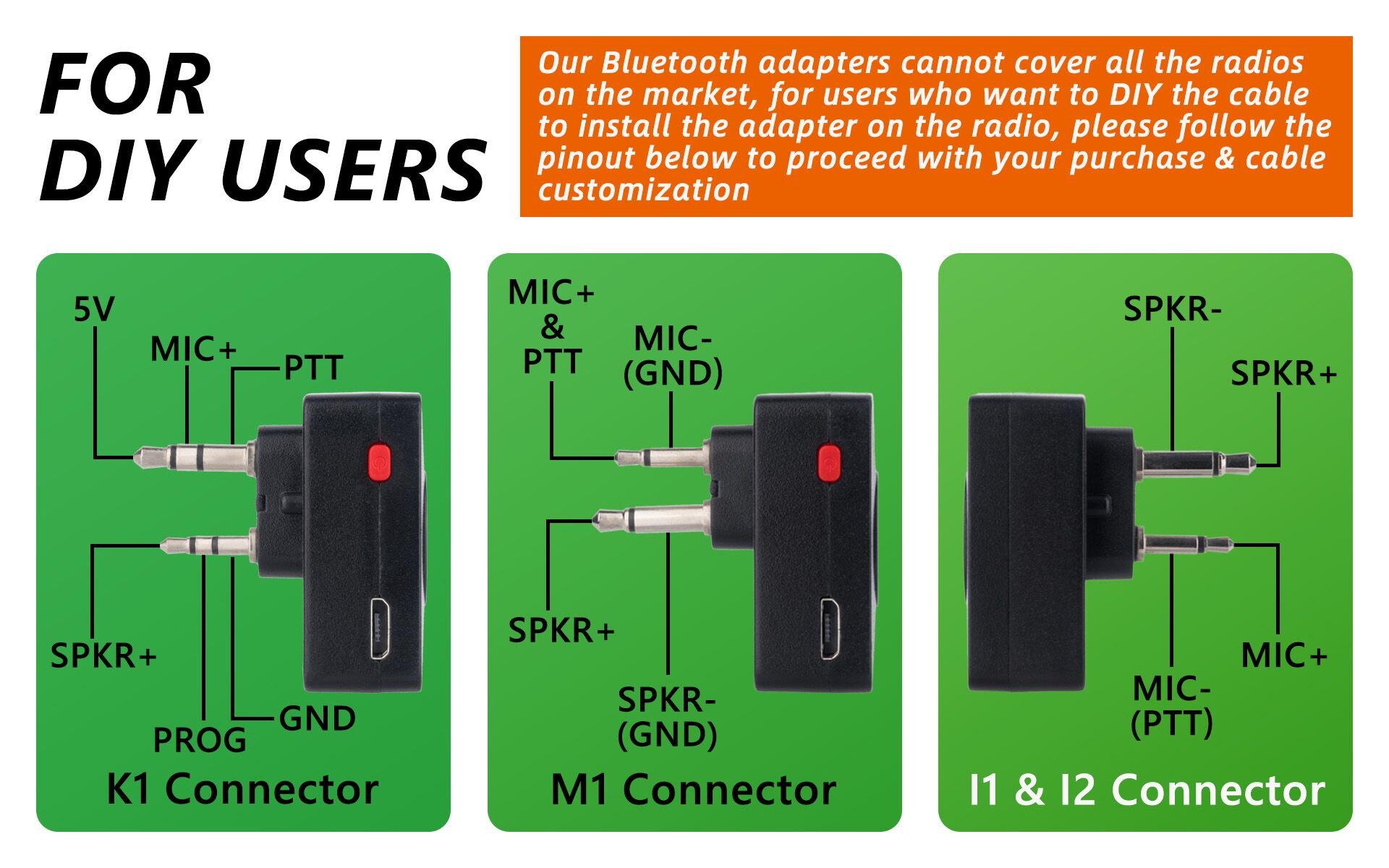 トランシーバー Bluetooth アダプター (Icom I1 & I2 コネクタ